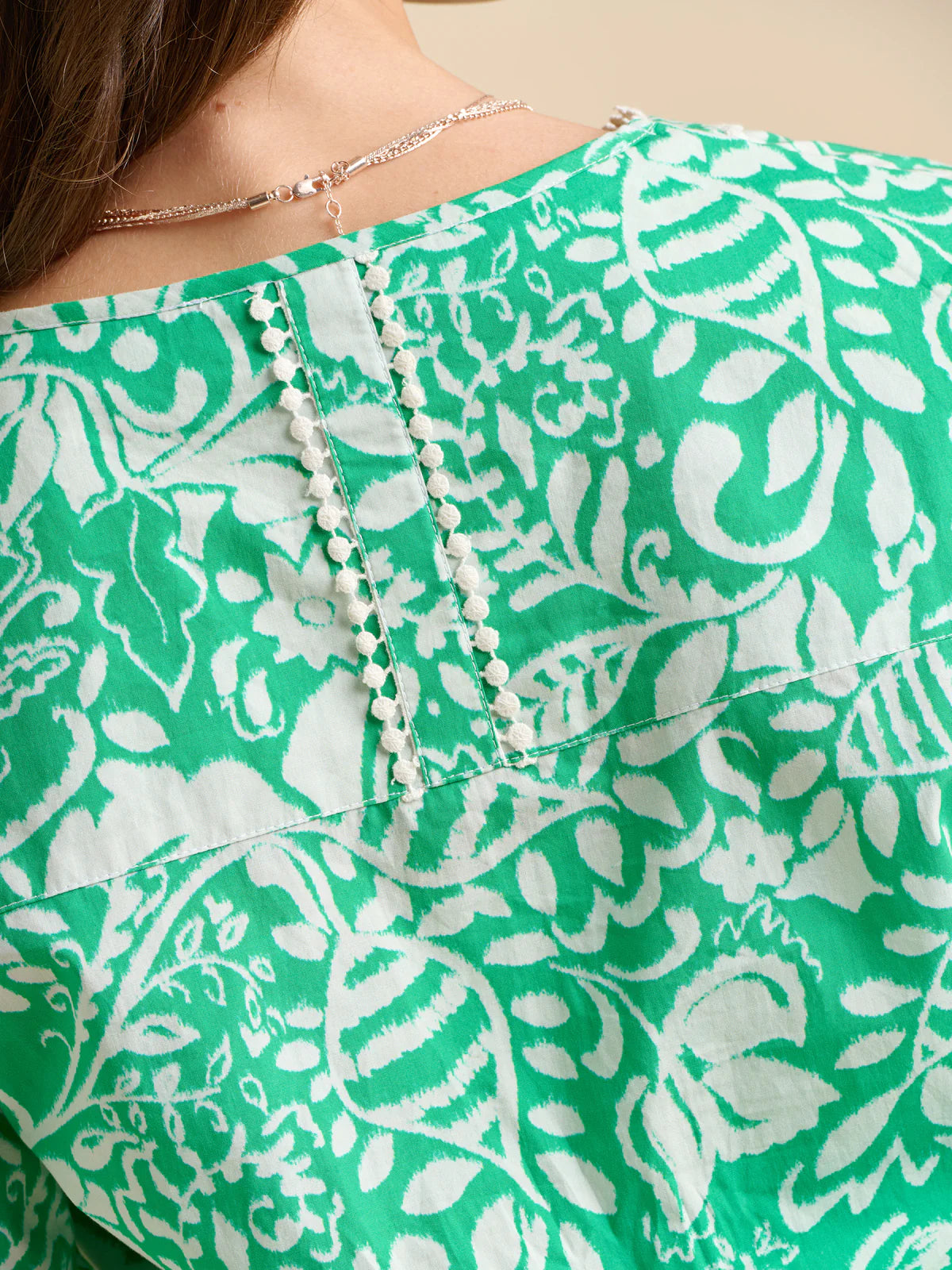 Brakeburn - Wildflower Green White Blouse