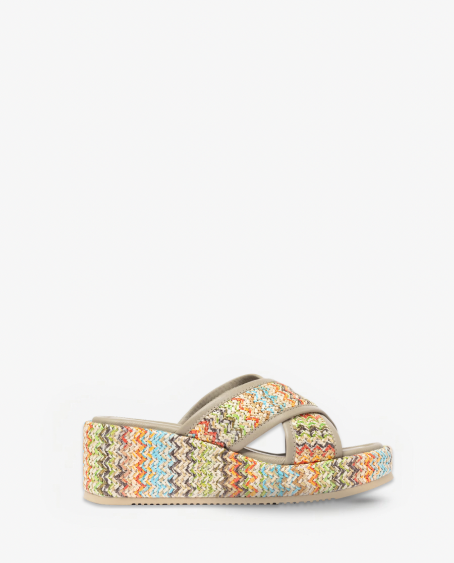 UNISA Kipre Rainbow Raffia Wedge Slide – byhunterminx - Main Image