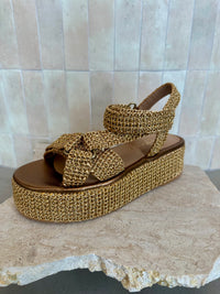 Fiorina - Jess Metallic Bronze Gold Woven Platform Sandal