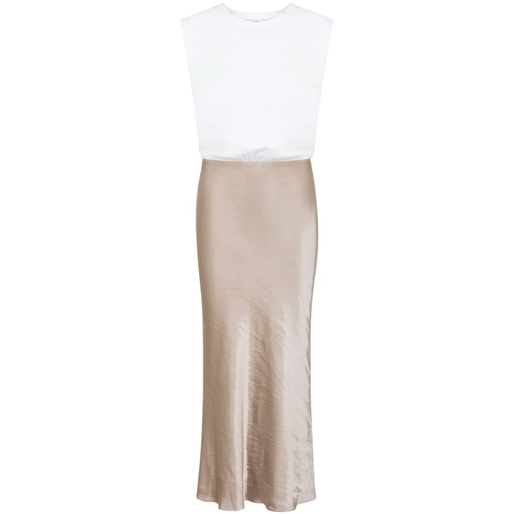 CC Heart - Emilie Jersey and Satin Dress White/Warm Grey