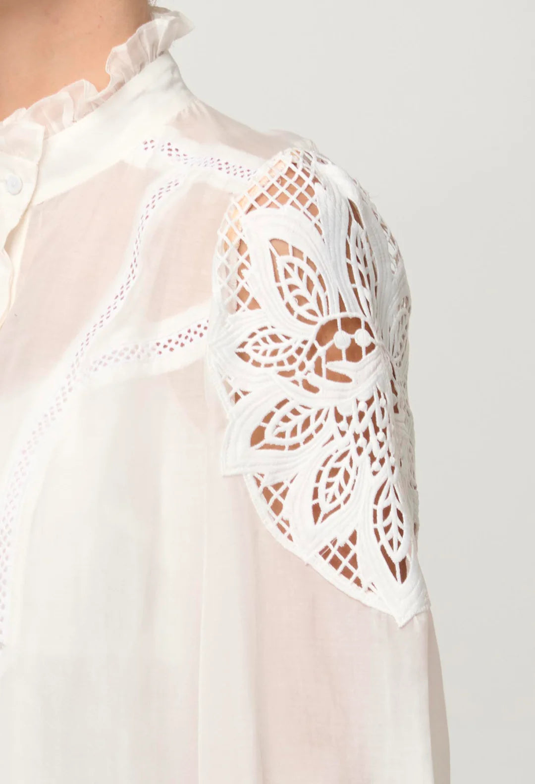 ONCE WAS - Sevilla Cotton Silk Shirt in Blanca