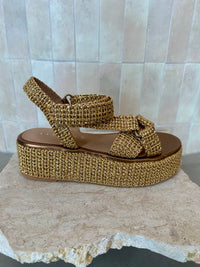 Fiorina - Jess Metallic Bronze Gold Woven Platform Sandal