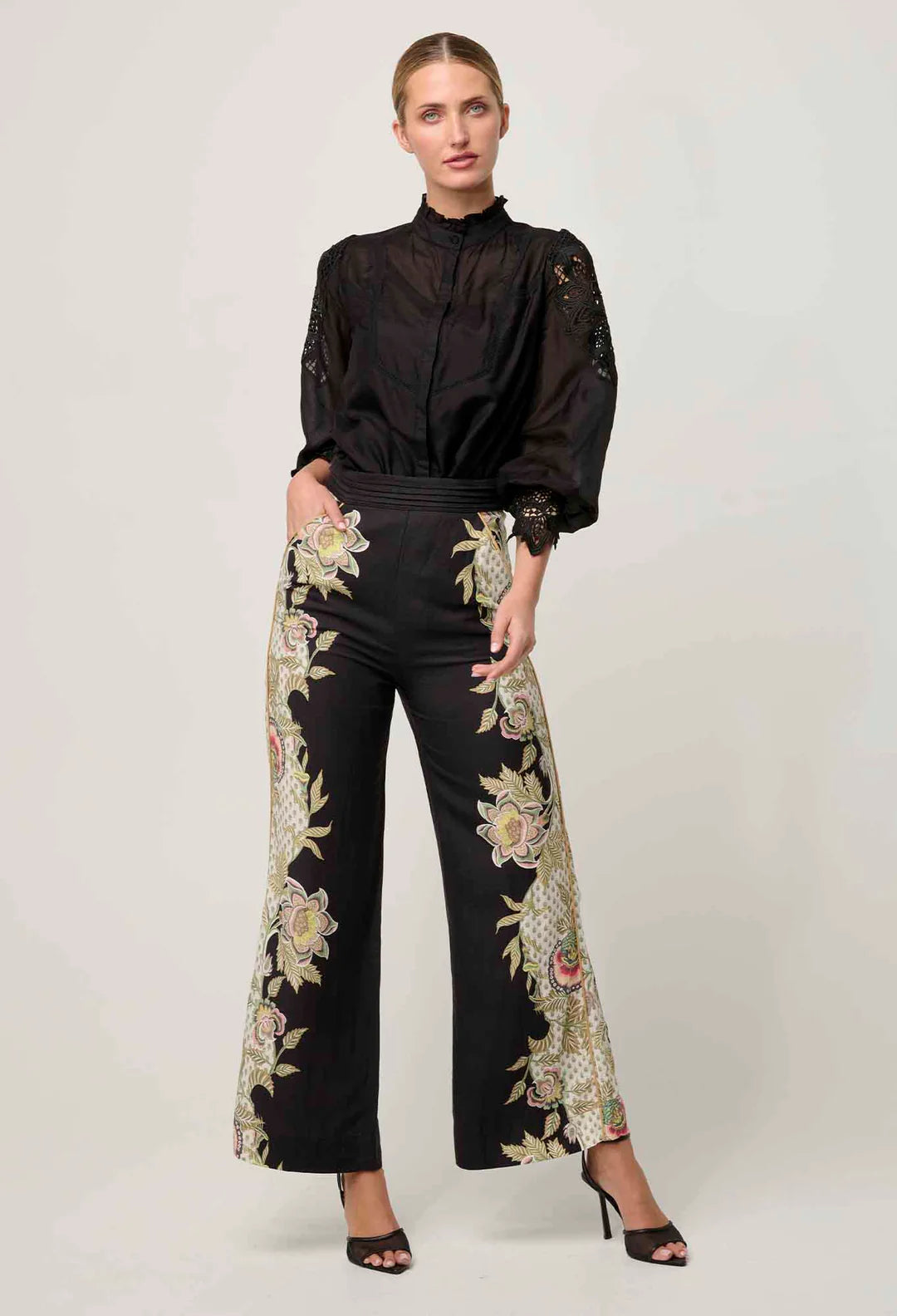 ONCE WAS - Sevilla Cotton Silk Shirt in Black/Onyx