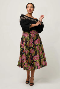 ONCE WAS - Estrella Linen Viscose Skirt in Winter Granadilla