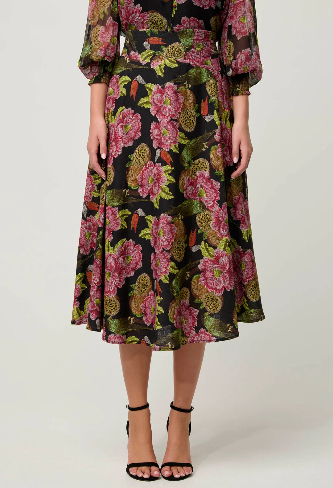 ONCE WAS - Estrella Linen Viscose Skirt in Winter Granadilla