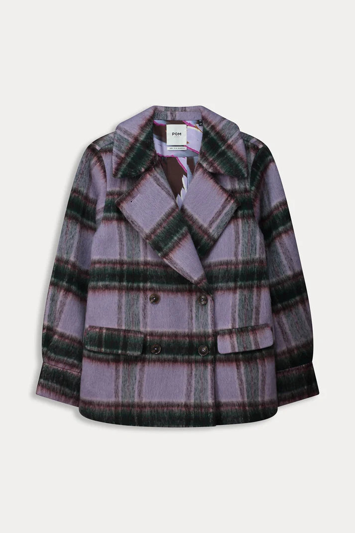 POM Amsterdam - Check Coat Brushed Lavender