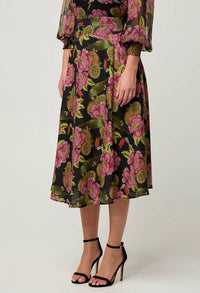 ONCE WAS - Estrella Linen Viscose Skirt in Winter Granadilla