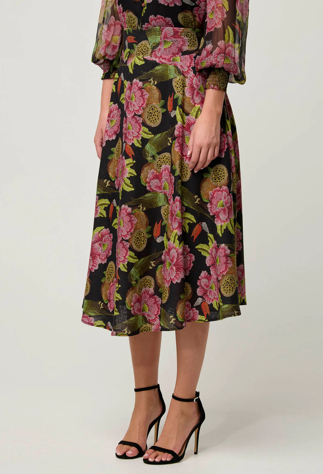 ONCE WAS - Estrella Linen Viscose Skirt in Winter Granadilla