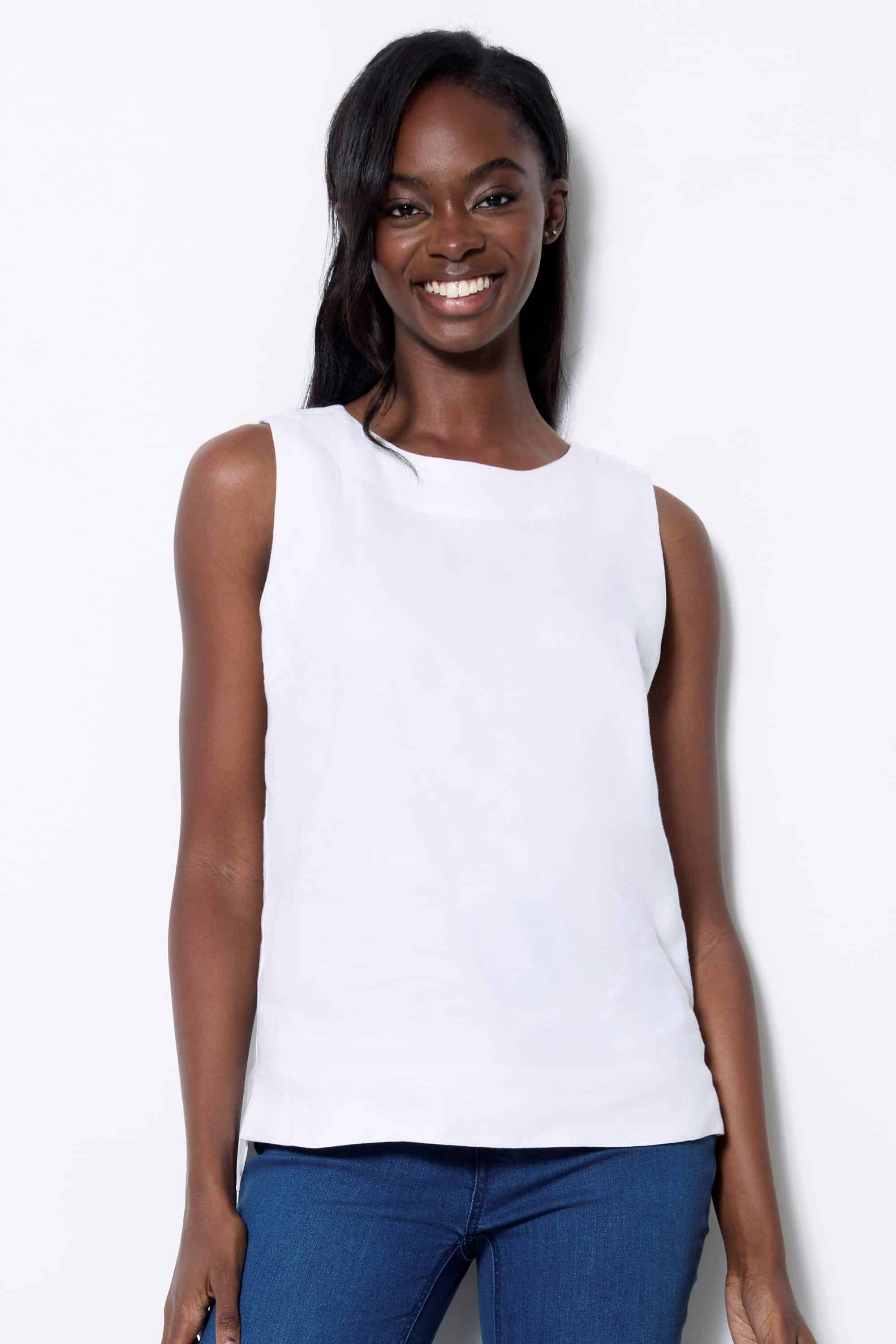 UP! - Linen Sleeveless Top White
