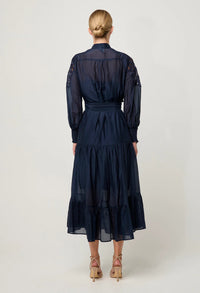 ONCE WAS - Mirador Cotton Silk Lace Maxi Dress in Night Sky