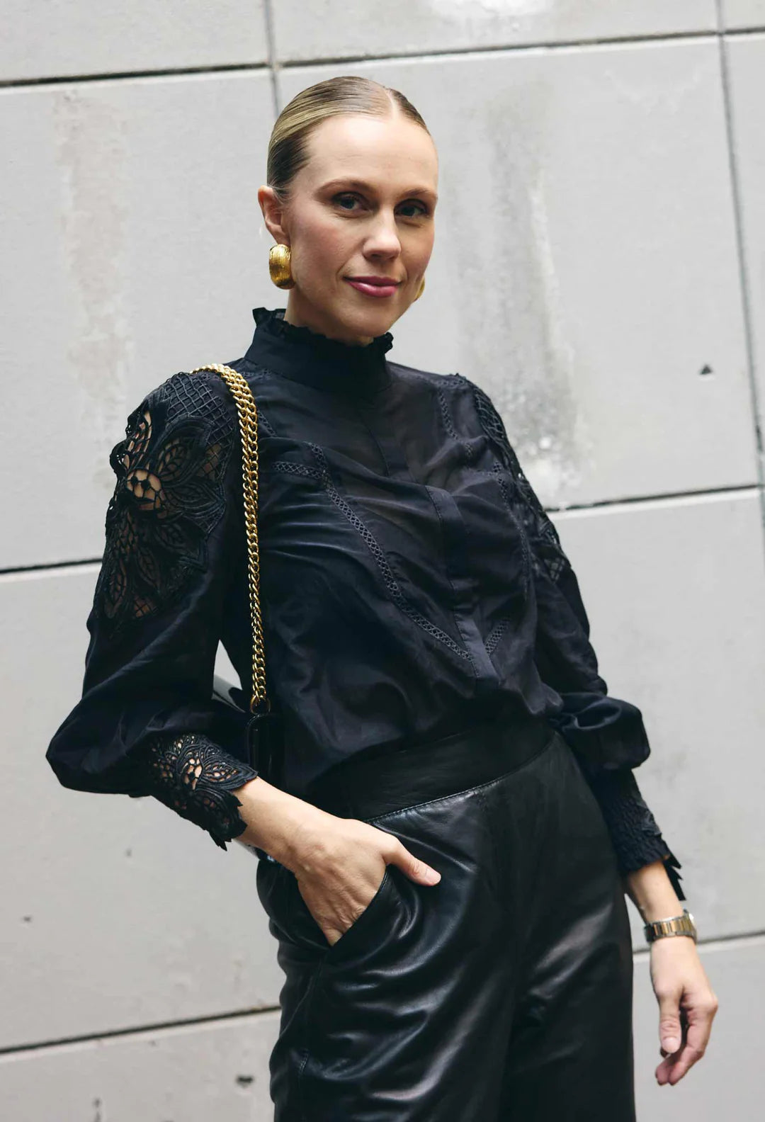 ONCE WAS - Sevilla Cotton Silk Shirt in Black/Onyx