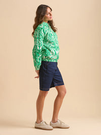 Brakeburn - Pin Tuck Bomber Jacket Green Wildflowers