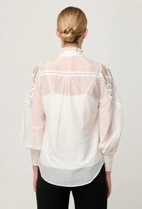 ONCE WAS - Sevilla Cotton Silk Shirt in Blanca