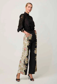 ONCE WAS - Sevilla Cotton Silk Shirt in Black/Onyx