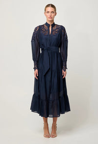 ONCE WAS - Mirador Cotton Silk Lace Maxi Dress in Night Sky