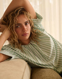 Kireina - Kaitlyn Shirt Green White Stripe