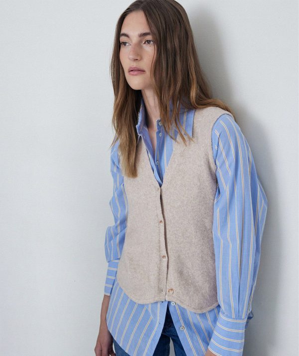 Yerse - Felted V-neck Vest Stone