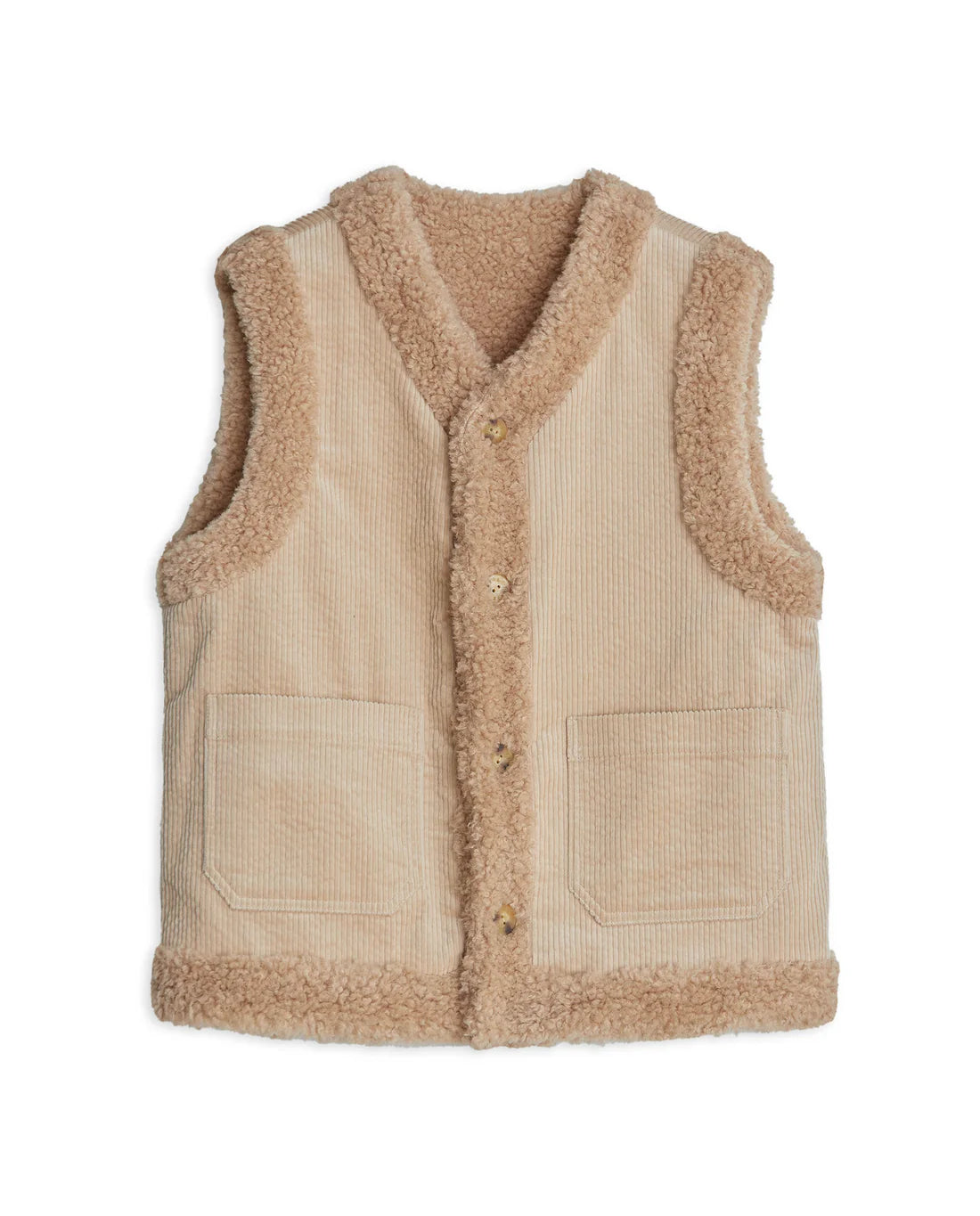 Yerse - Reversible Sherpa Cord Vest Sand