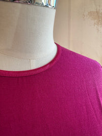 Ebony - Merino (210) LS Satin Crew Top Raspberry