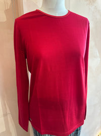Ebony - Merino (210) LS Satin Crew Top Ruby