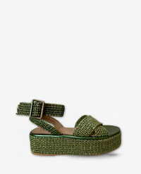 Fiorina - Chloe Metallic Green Woven Platform Sandal