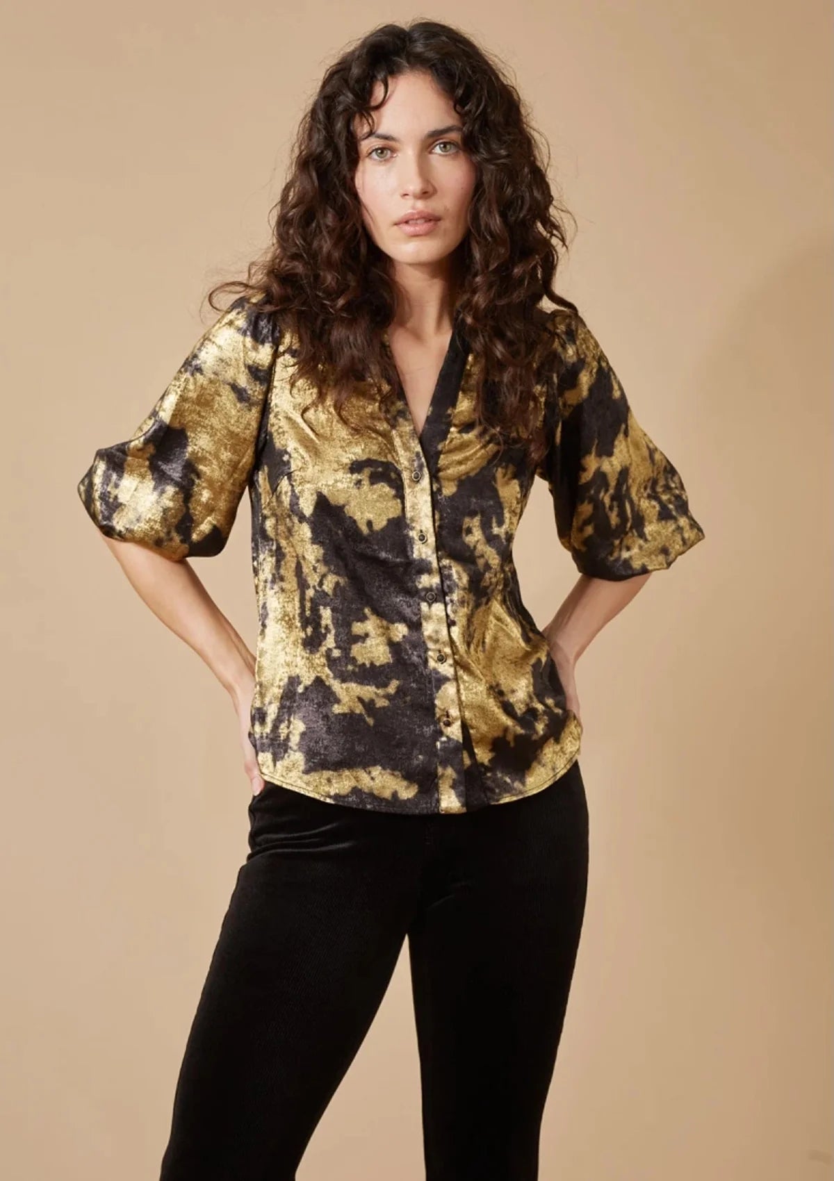 Traffic People - Charlie Blouse Black/Gold