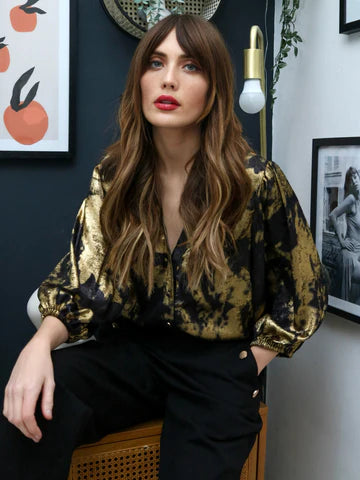 Traffic People - Charlie Blouse Black/Gold