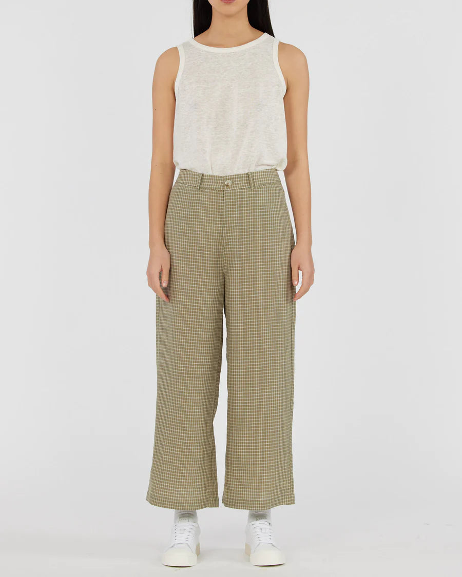 Amelius - Virtuous Check Cropped Pant Olive