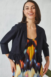 Verge - Frill Linen Jacket Ink