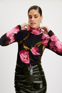 Gestuz - Aline GZ  Twist Front Blouse Pink Flower