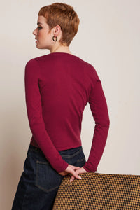 King Louie - Cardi Round Neck Cocoon Beaujolais Red