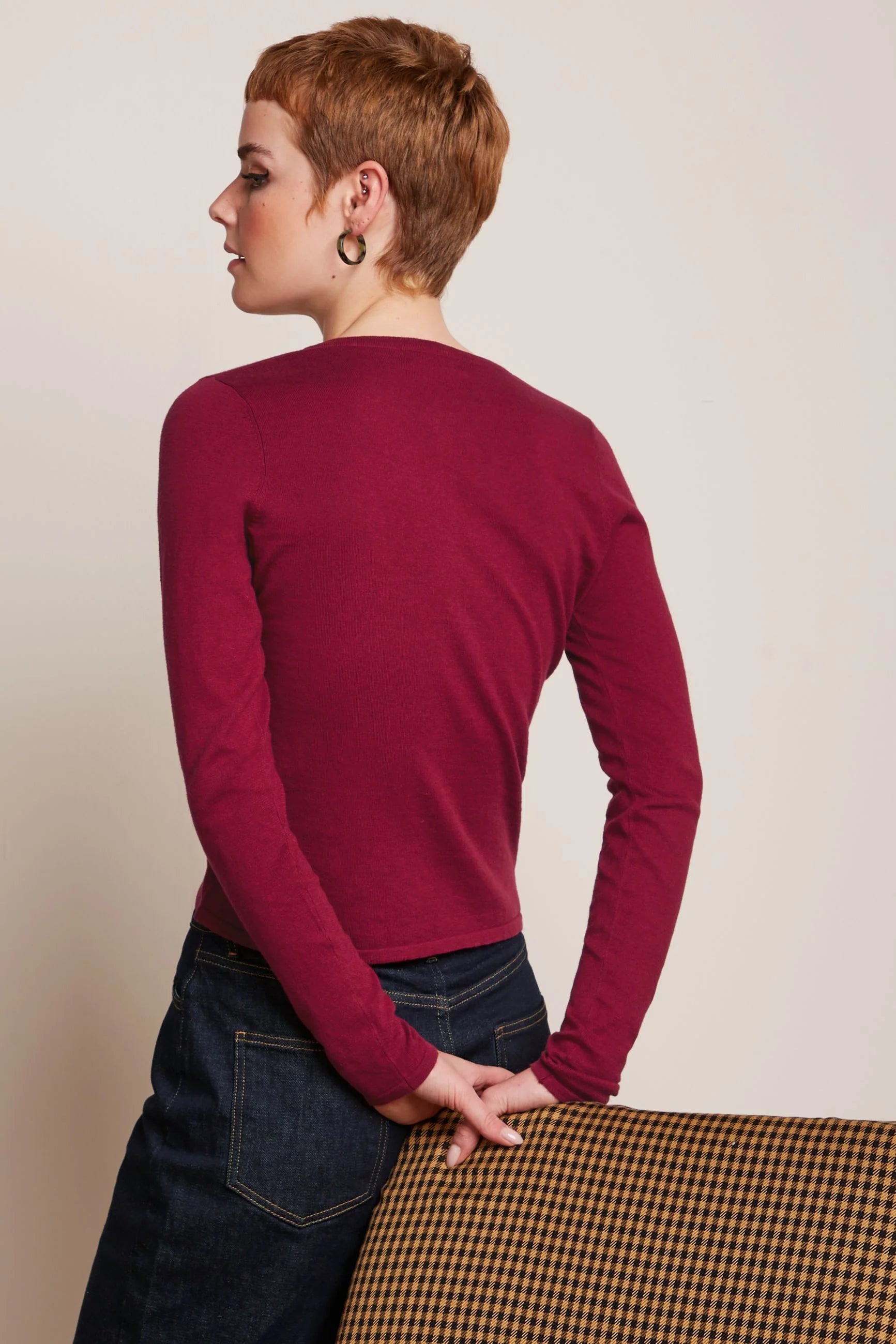 King Louie - Cardi Round Neck Cocoon Beaujolais Red