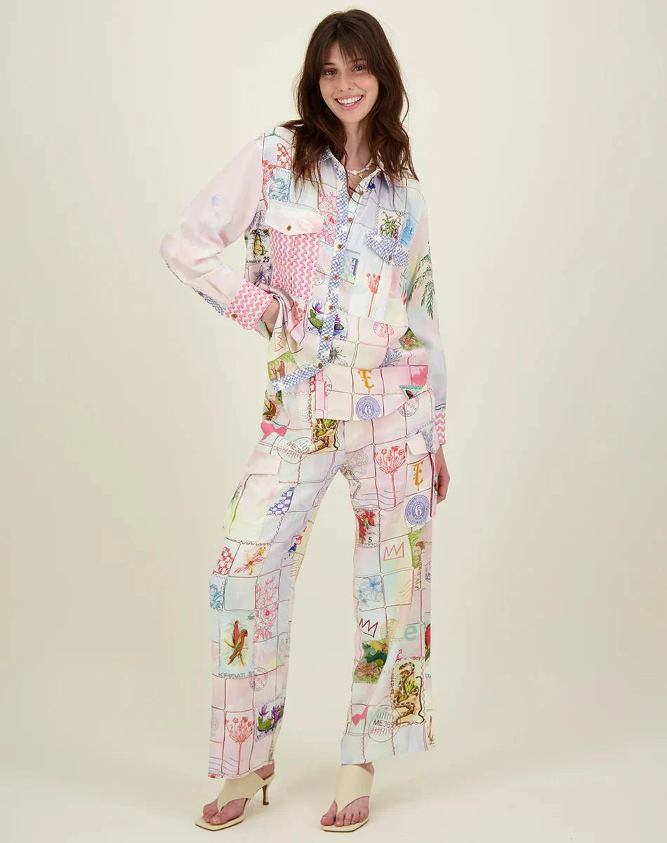 ME369 - Ella Heritage Printed Linen Utility Shirt