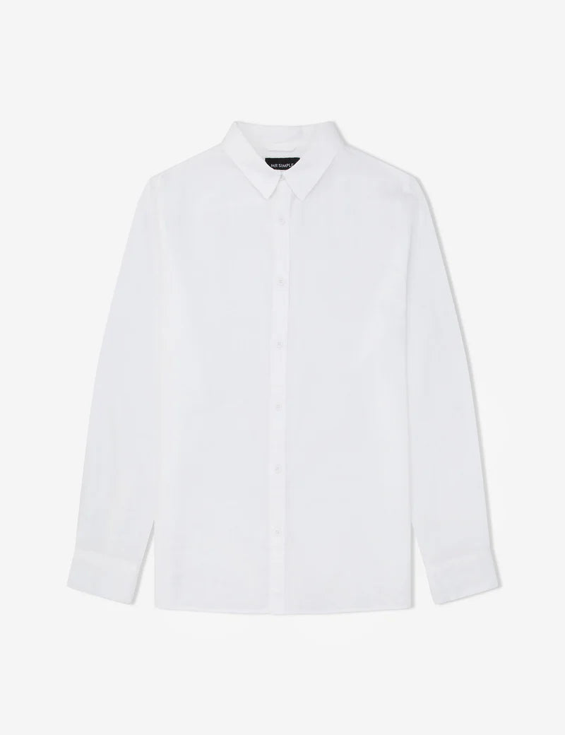 MR SIMPLE - Linen Long Sleeve Shirt White