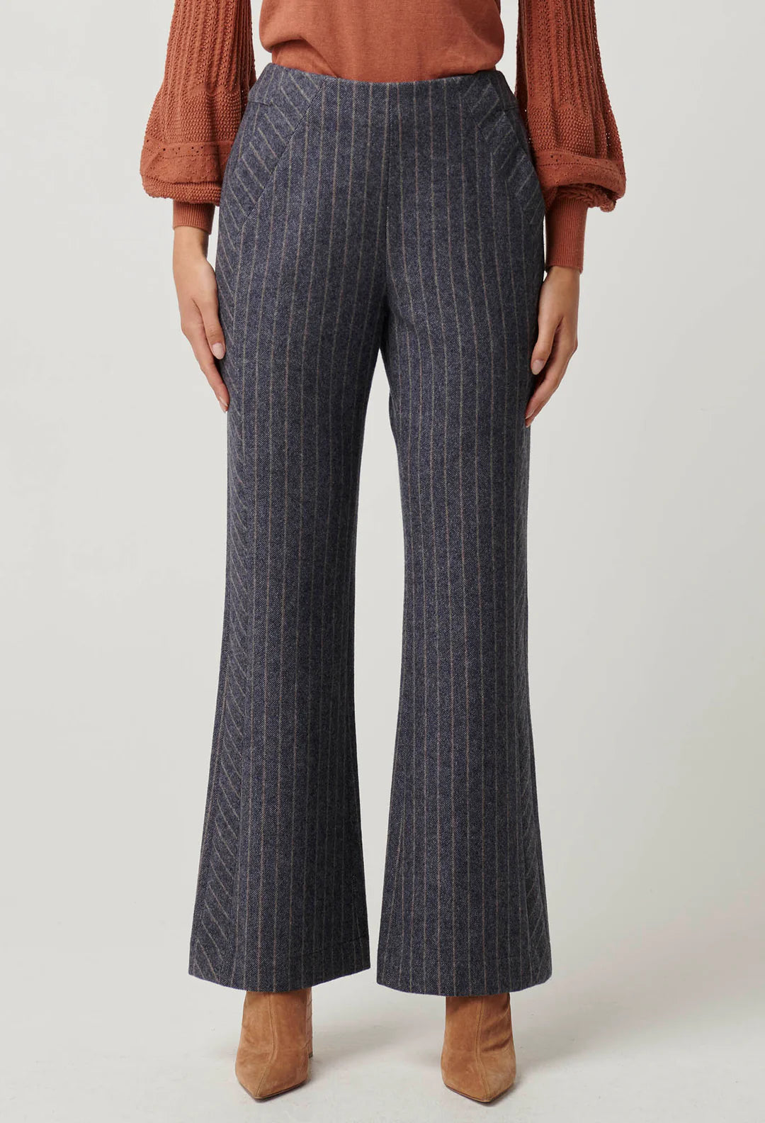 ONCE WAS - Coraline Chevron Stripe Ponte Pant in Bluestone Stripe
