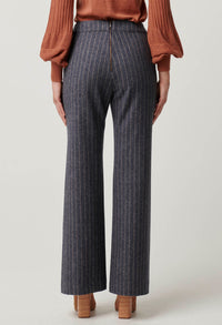 ONCE WAS - Coraline Chevron Stripe Ponte Pant in Bluestone Stripe