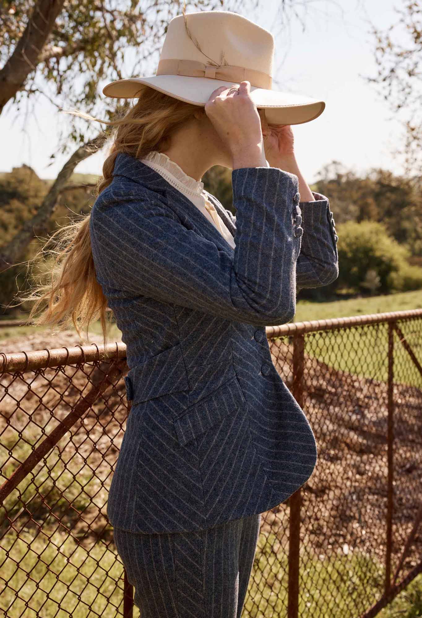 ONCE WAS - Oaklyn Chevron Stripe Panelled Blazer