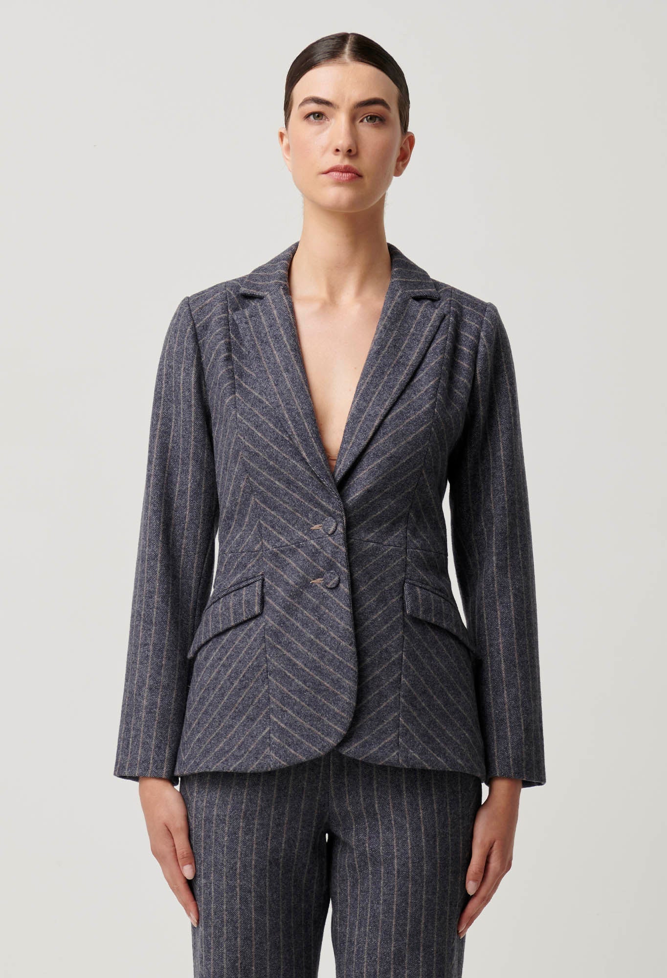 ONCE WAS - Oaklyn Chevron Stripe Panelled Blazer