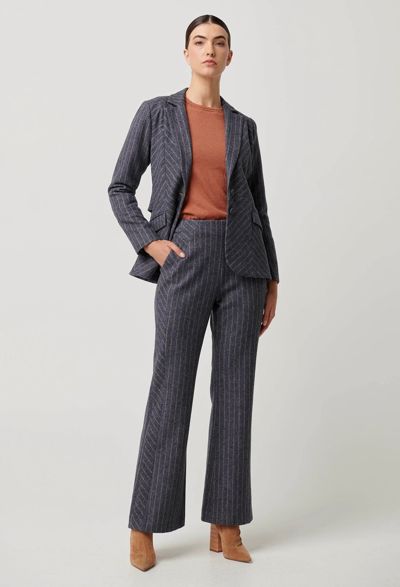 ONCE WAS - Oaklyn Chevron Stripe Panelled Blazer