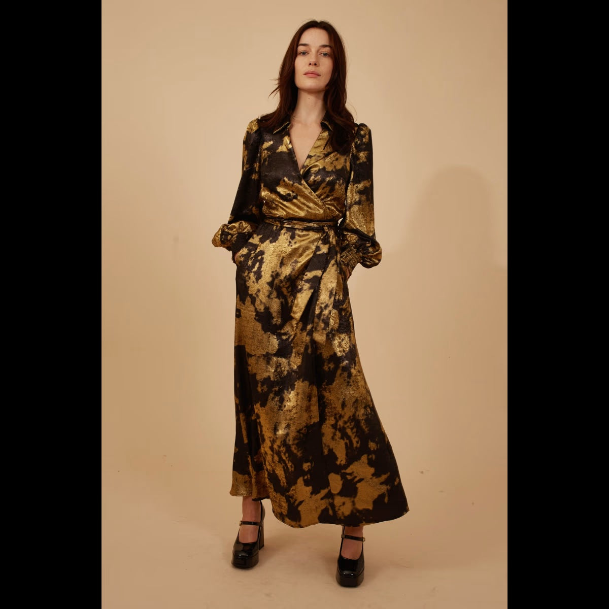 Traffic People - Loretta Wrap Maxi Gold/Black