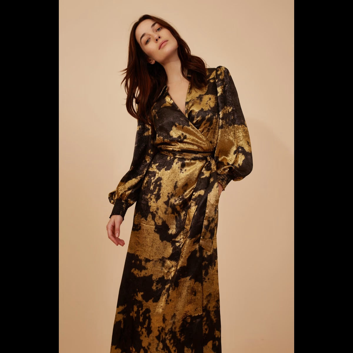 Traffic People - Loretta Wrap Maxi Gold/Black