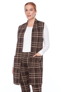 UP! - Mayfair Plaid Longline Duster Vest