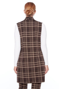 UP! - Mayfair Plaid Longline Duster Vest
