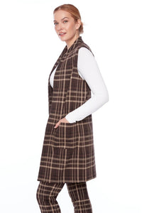 UP! - Mayfair Plaid Longline Duster Vest