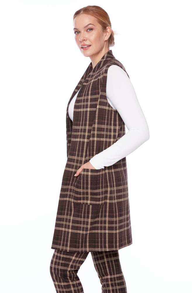 UP! - Mayfair Plaid Longline Duster Vest