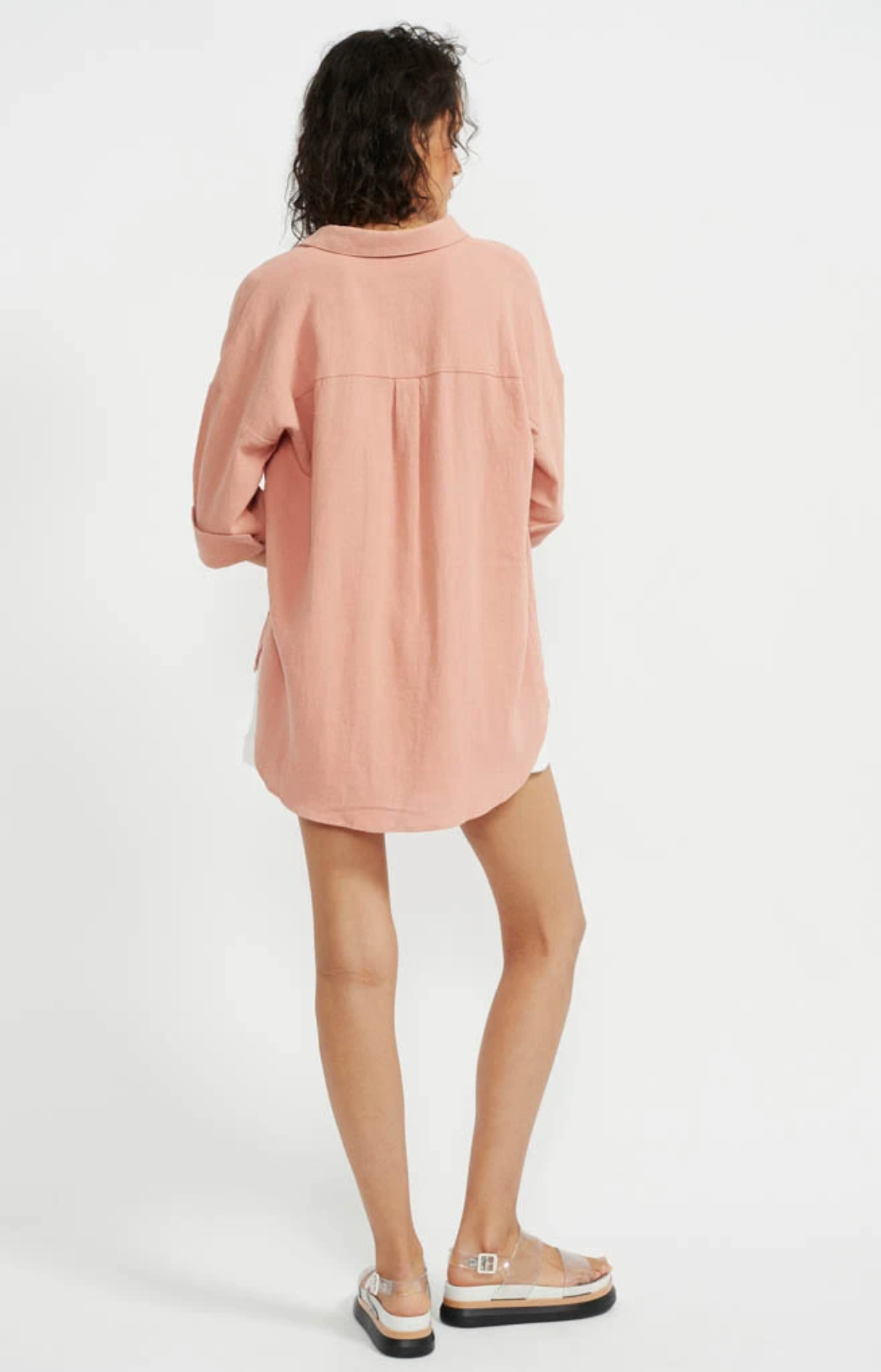 staple the label harvest oversized short sleeve shirt in peach back