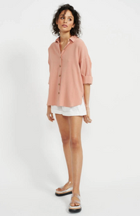 staple the label harvest oversized short sleeve shirt in peach side