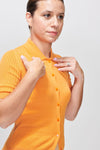 McIntyre Merino - Claire Button Up Polo Soft Orange
