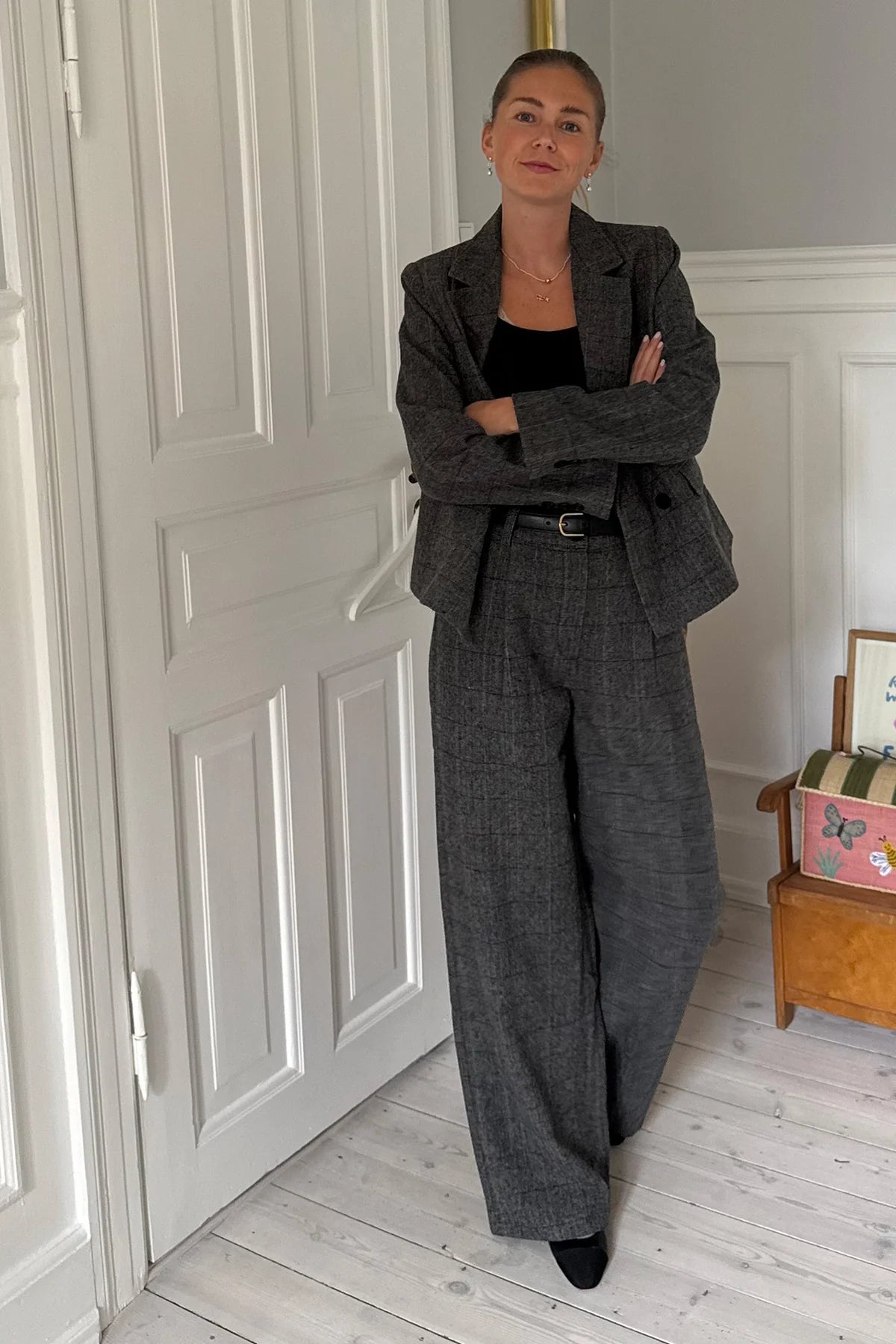 Lolly’s Laundry - Antonella Short Blazer Grey Check