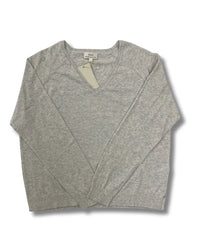 Yerse - V-Neck Cotton Pullover Grey